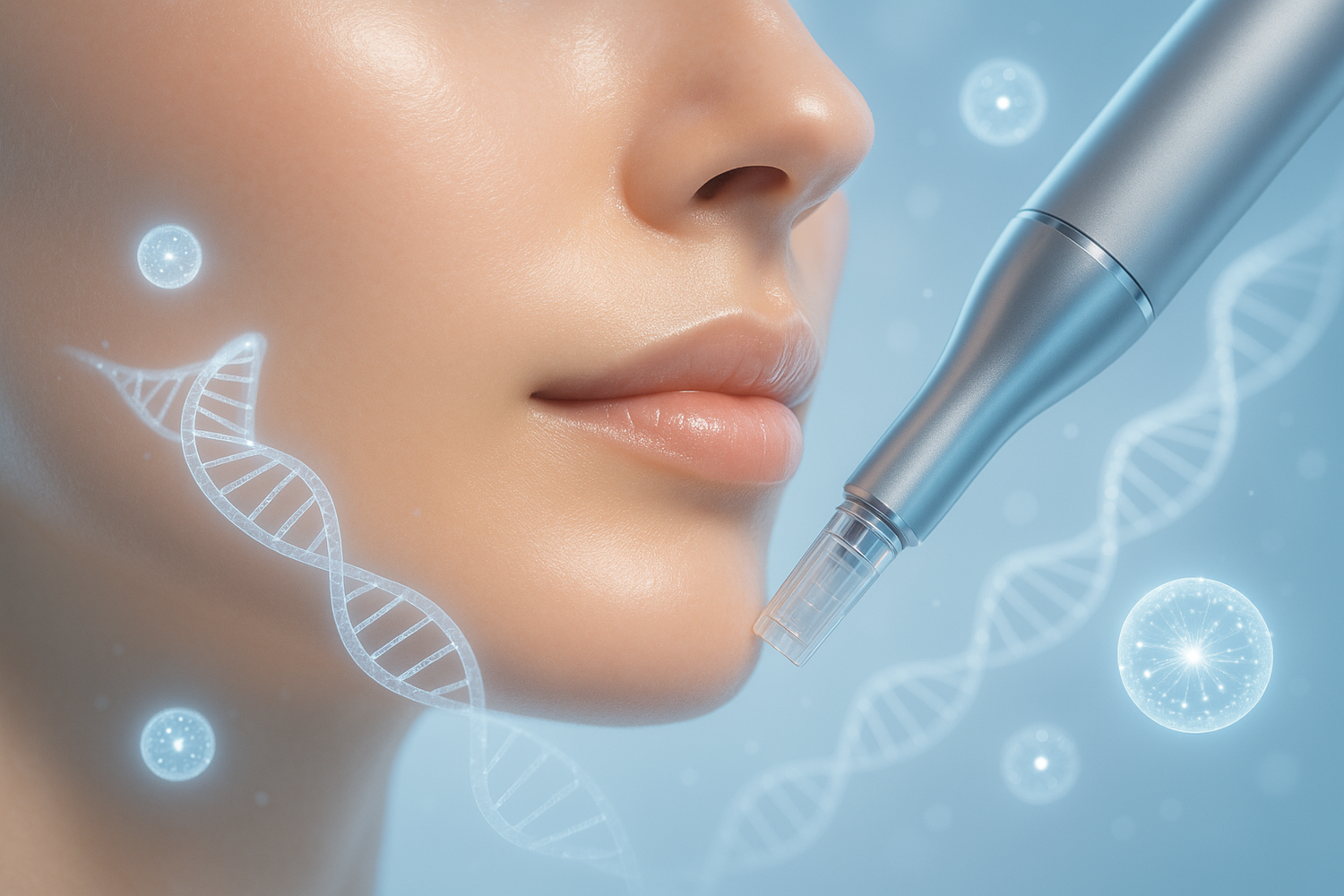 Best exosomes for microneedling being applied woman to skin